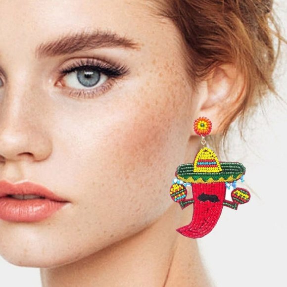 CABO MEXICO TACO THEME GIFT - NEW Earrings Money Pouch Spring Break - Picture 2 of 7